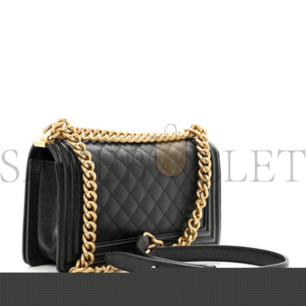 Ch*el master black caviar boy  medium size a67086 (25*15*9cm)